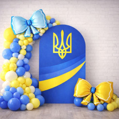 Набор 105 шариков для арки фотозоны Украинские бантики Синий и жёлтый